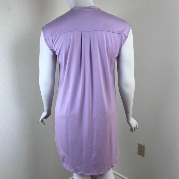 Eileen Fisher Women's Size L Petite Purple Fine Tencel Jersey Mandarin NEW Dress - Picture 8 of 16